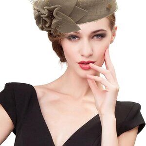 Wool Felt Pillbox Hat Women Winter Tea Party Church Derby Fashion Accessory